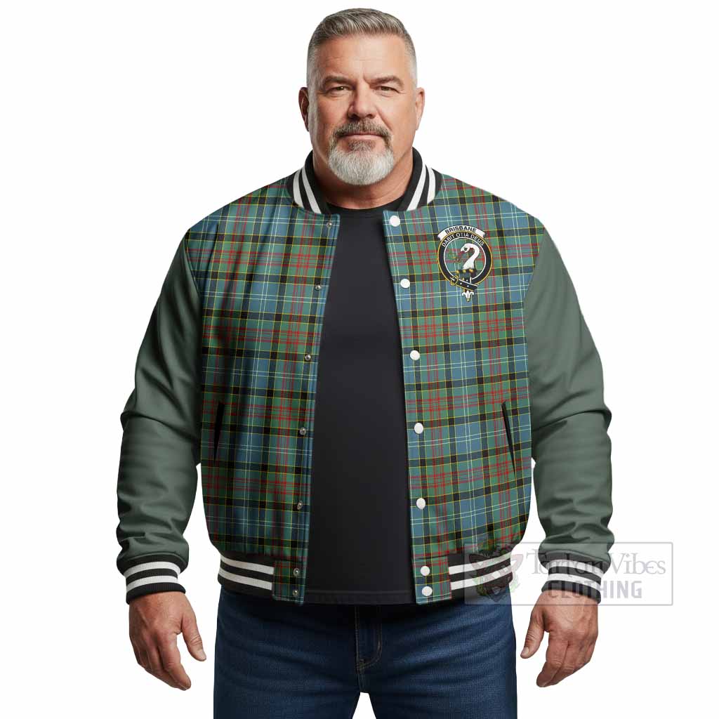 Brisbane Tartan Accent Baseball Jacket with Family Crest