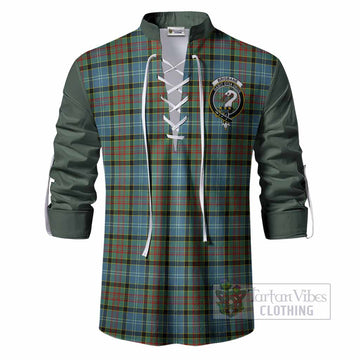 Brisbane Tartan Accent Ghillie Shirt with Family Crest