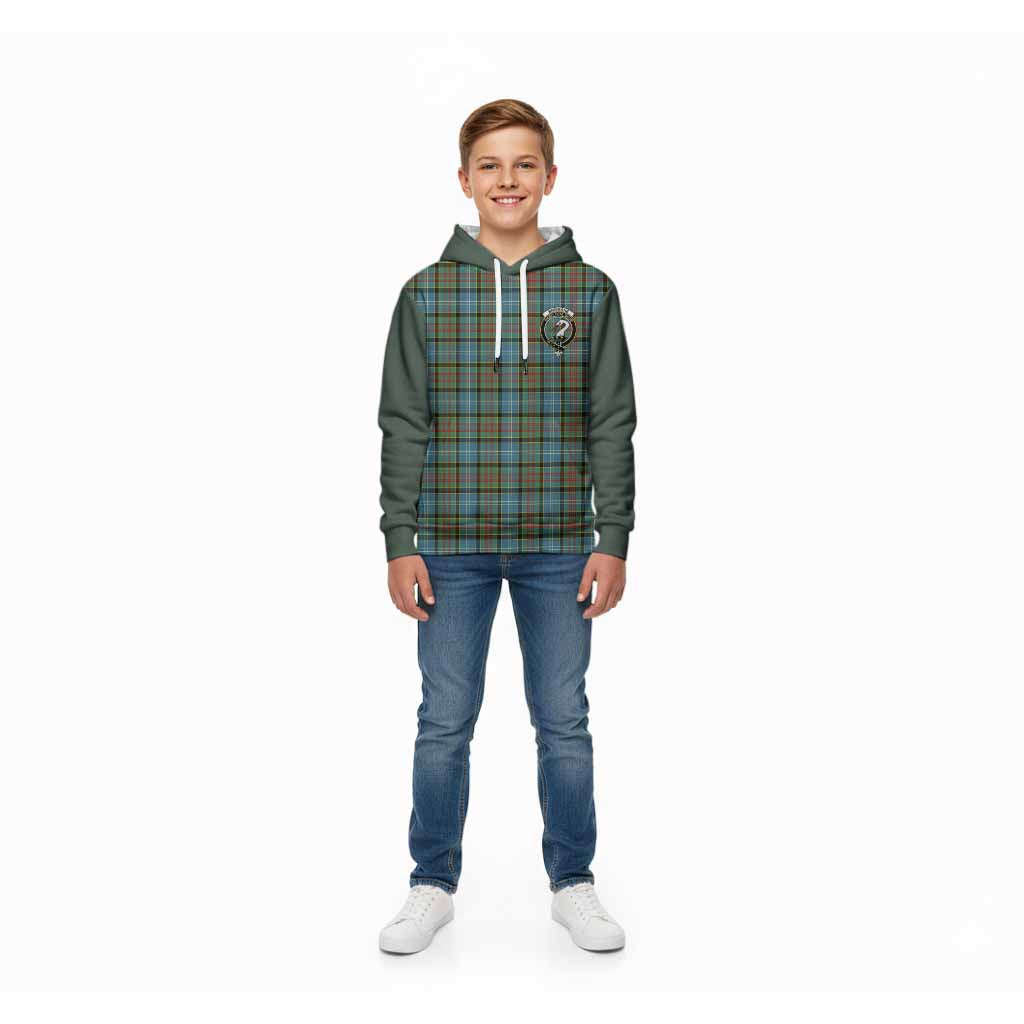 Brisbane Tartan Accent Kid Hoodie with Family Crest