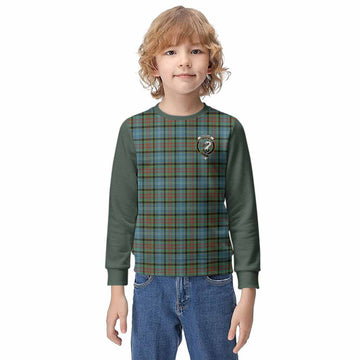 Brisbane Tartan Accent Kid Knitted Sweatshirt with Family Crest