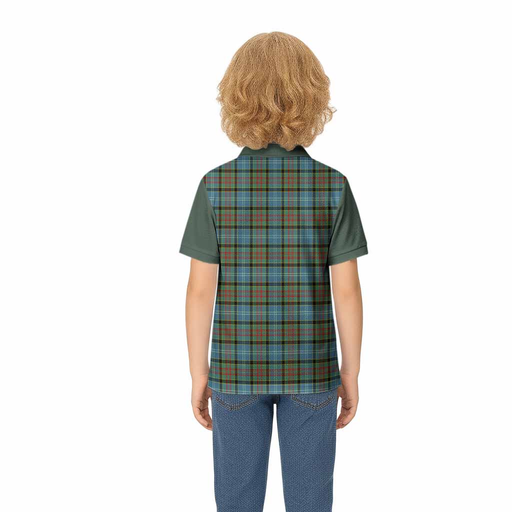 Brisbane Tartan Accent Kid Polo Shirt with Family Crest