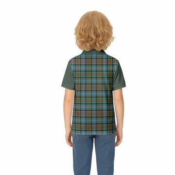 Brisbane Tartan Accent Kid Polo Shirt with Family Crest
