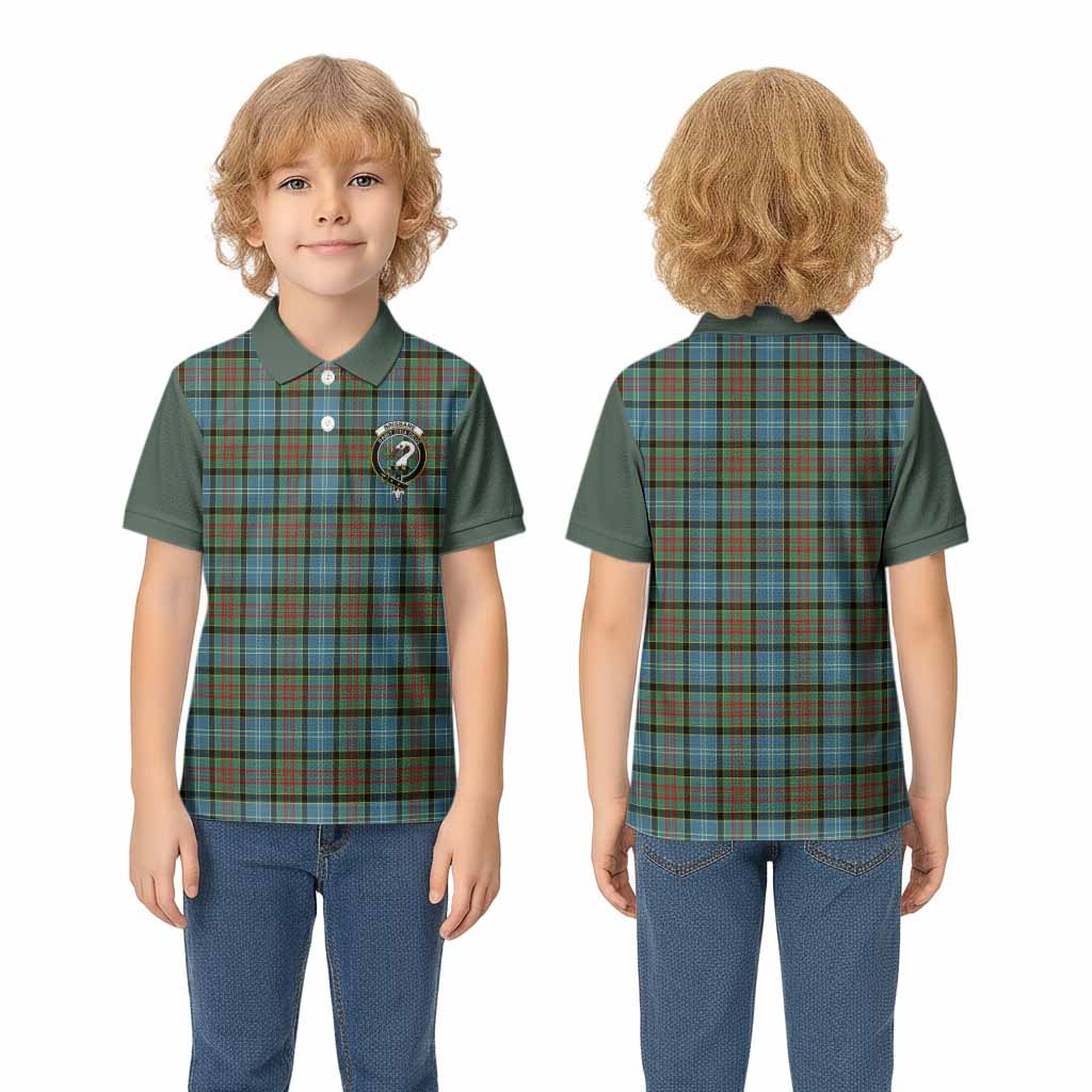 Brisbane Tartan Accent Kid Polo Shirt with Family Crest