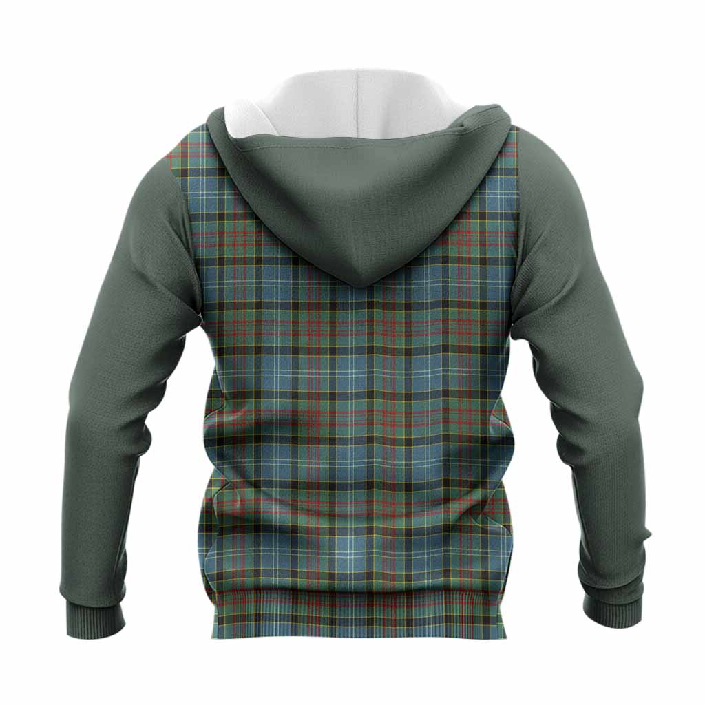 Brisbane Tartan Accent Knitted Hoodie with Family Crest