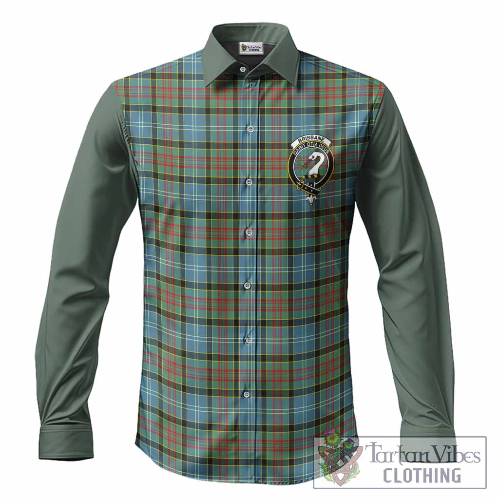 Brisbane Tartan Accent Long Sleeve Button Shirts with Family Crest