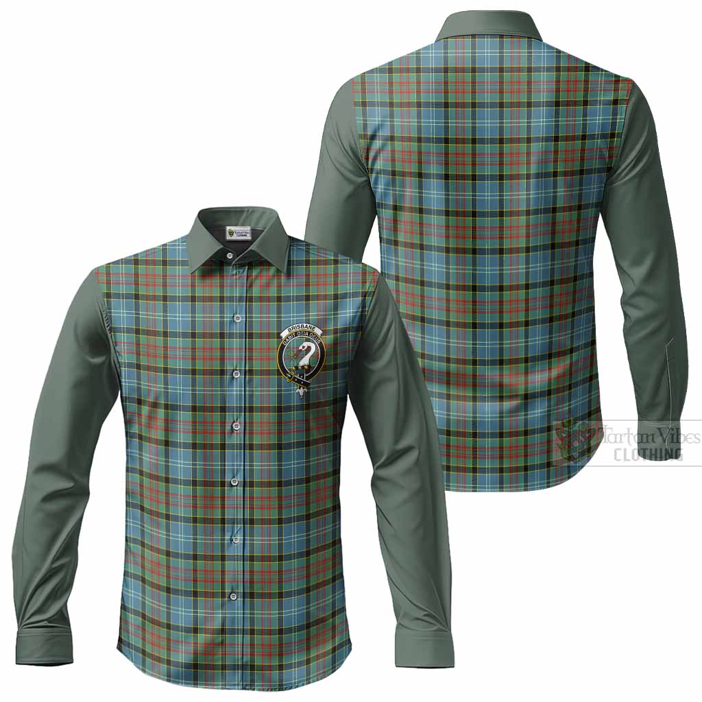Brisbane Tartan Accent Long Sleeve Button Shirts with Family Crest