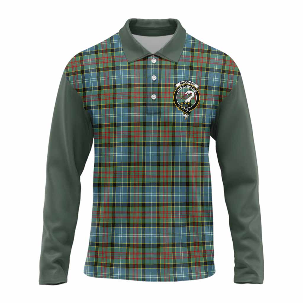 Brisbane Tartan Accent Long Sleeve Polo Shirt with Family Crest