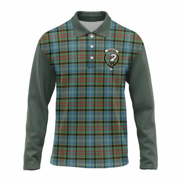 Brisbane Tartan Accent Long Sleeve Polo Shirt with Family Crest