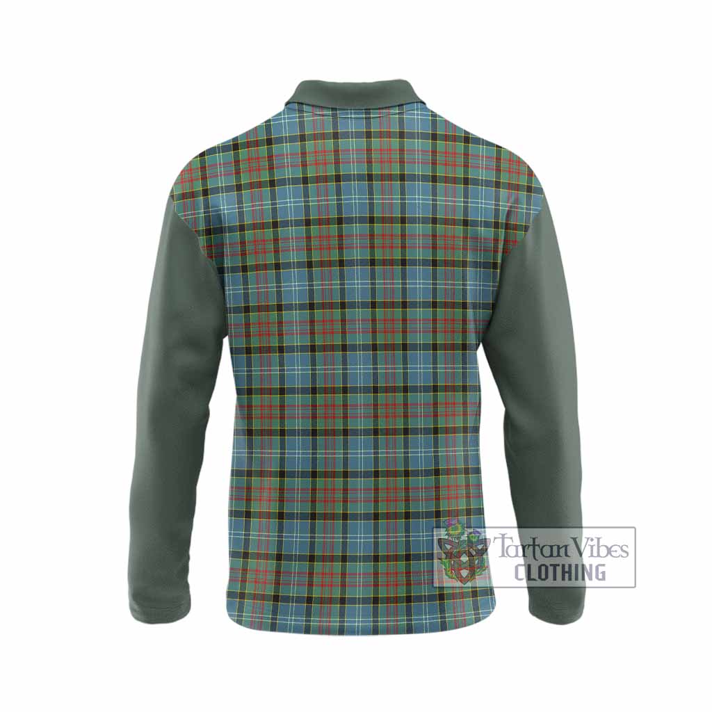 Brisbane Tartan Accent Long Sleeve Polo Shirt with Family Crest