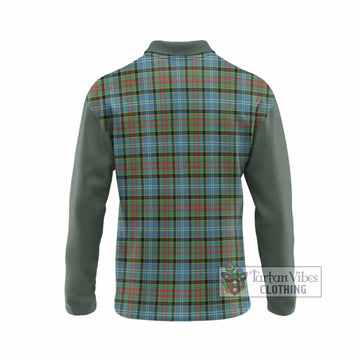 Brisbane Tartan Accent Long Sleeve Polo Shirt with Family Crest