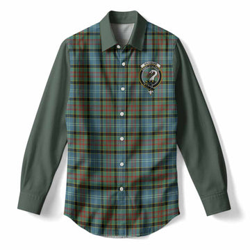 Brisbane Tartan Accent Women Casual Shirt with Family Crest