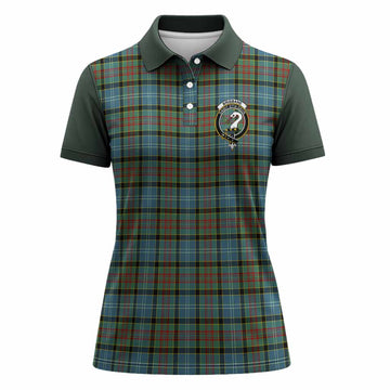 Brisbane Tartan Accent Women Polo Shirt with Family Crest