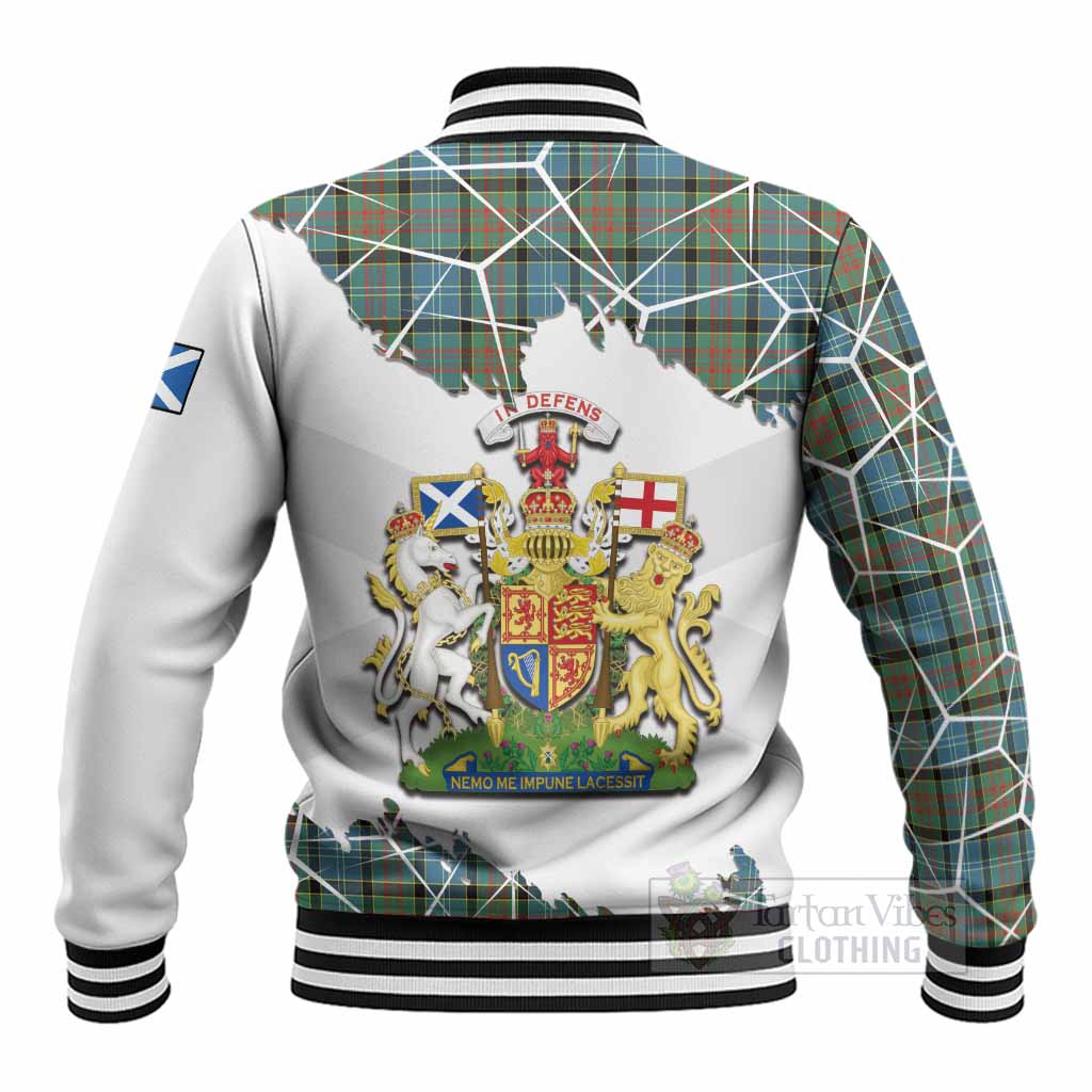 Brisbane Tartan Baseball Jacket with Family Crest and Lion Rampant Grunge Style