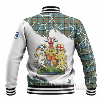 Brisbane Tartan Baseball Jacket with Family Crest and Lion Rampant Grunge Style