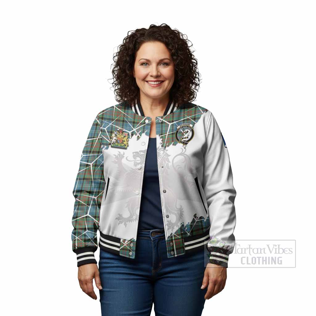 Brisbane Tartan Baseball Jacket with Family Crest and Lion Rampant Grunge Style