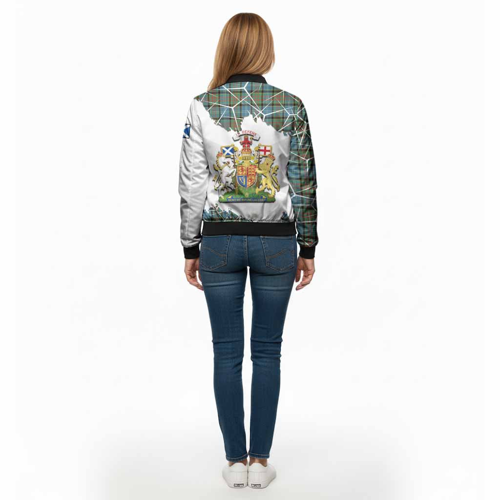 Brisbane Tartan Bomber Jacket with Family Crest and Lion Rampant Grunge Style