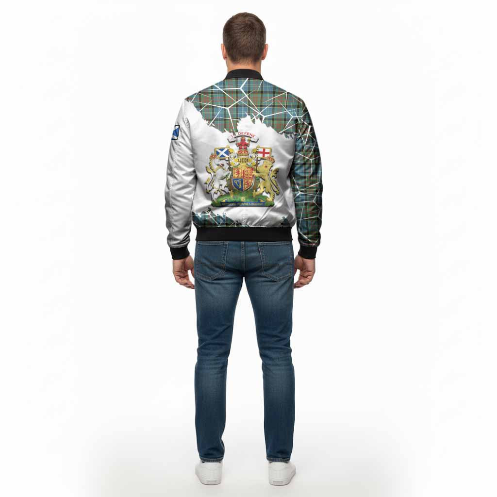 Brisbane Tartan Bomber Jacket with Family Crest and Lion Rampant Grunge Style