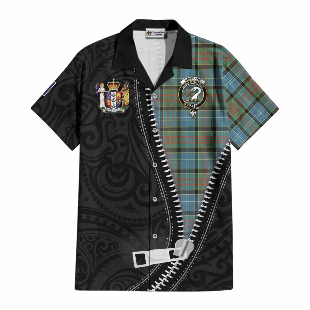 Brisbane Tartan Cotton Hawaiian Shirt New Zealand Pattern Unique Zipper Stylized