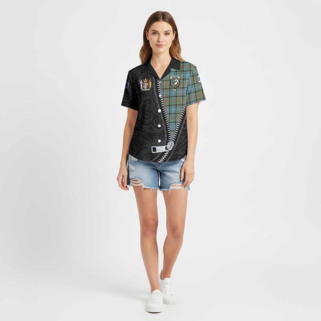 Brisbane Tartan Cotton Hawaiian Shirt New Zealand Pattern Unique Zipper Stylized