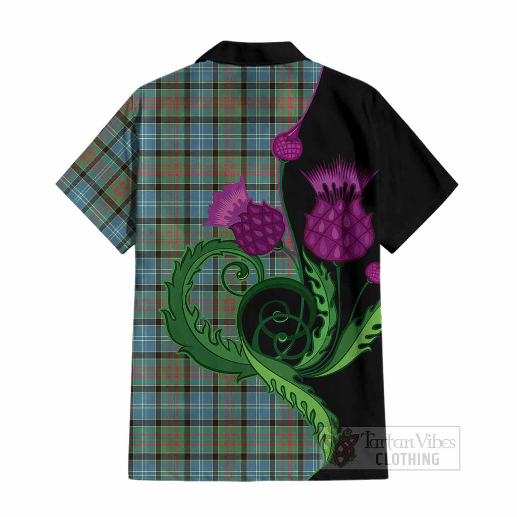Brisbane Tartan Cotton Hawaiian Shirt Traditional Scottish Thistle