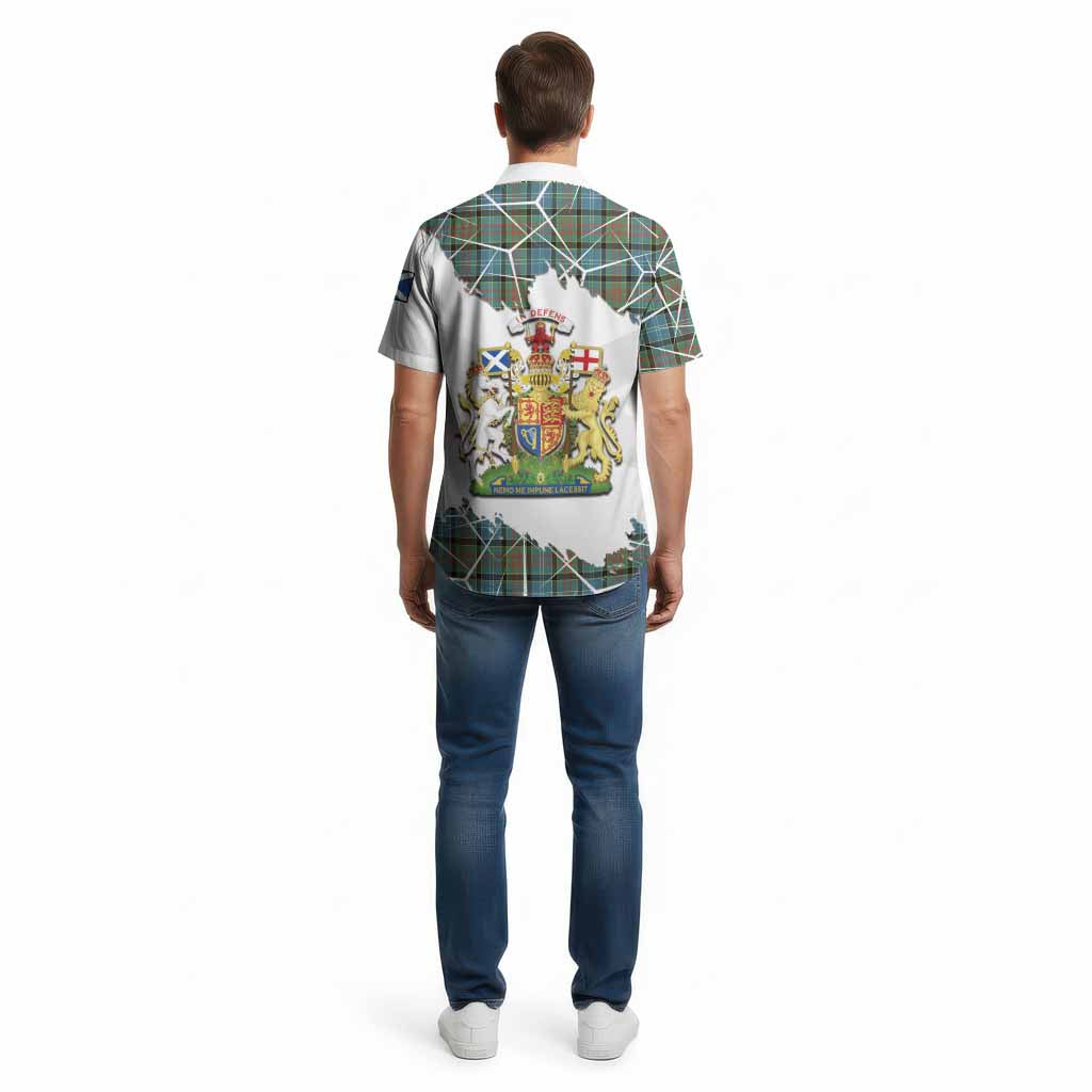 Brisbane Tartan Cotton Hawaiian Shirt with Family Crest and Lion Rampant Grunge Style