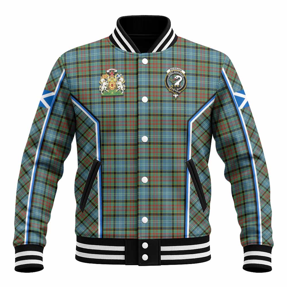 Brisbane Tartan Crest Baseball Jacket Scotland Coat of Arm Flag Style - Tartan Vibes Clothing
