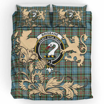 Brisbane Tartan Crest Bedding Set with Scottish Iconic Symbols 