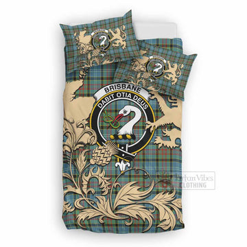 Brisbane Tartan Crest Bedding Set with Scottish Iconic Symbols 
