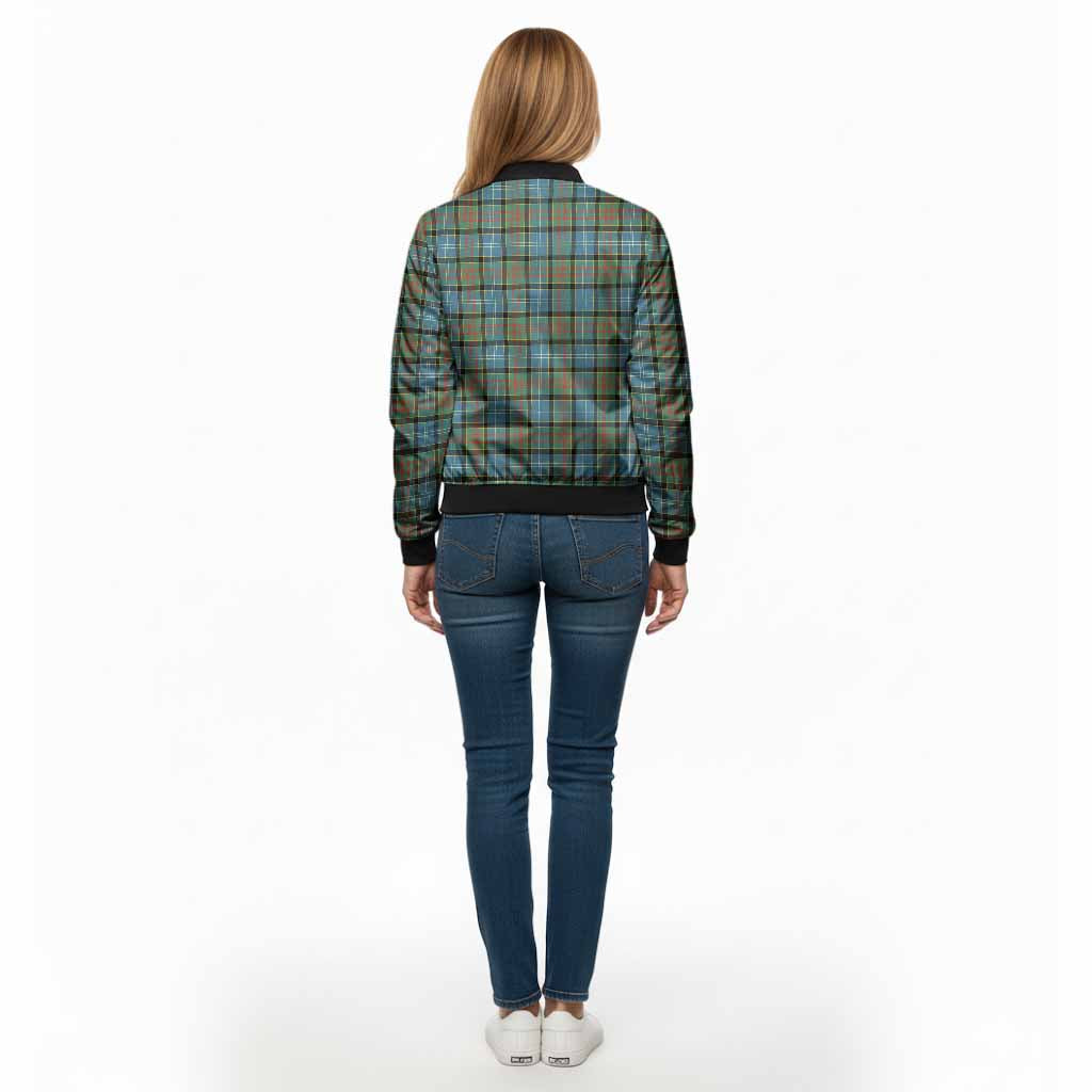 Brisbane Tartan Crest Bomber Jacket Ferocious Lion Style