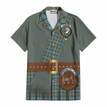 Brisbane Tartan Crest Cotton Hawaiian Shirt Kilt Costume Style
