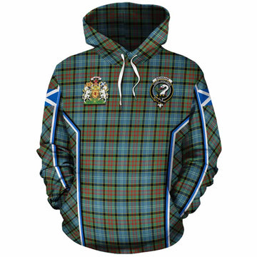 Brisbane Tartan Crest Cotton Hoodie Scotland Coat of Arm Flag Style