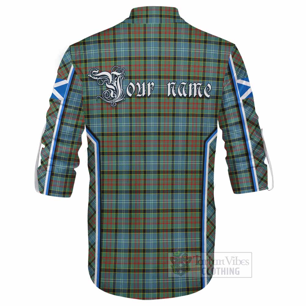 Brisbane Tartan Crest Ghillie Kilt Shirt Scotland Coat of Arm Flag Style - Tartan Vibes Clothing