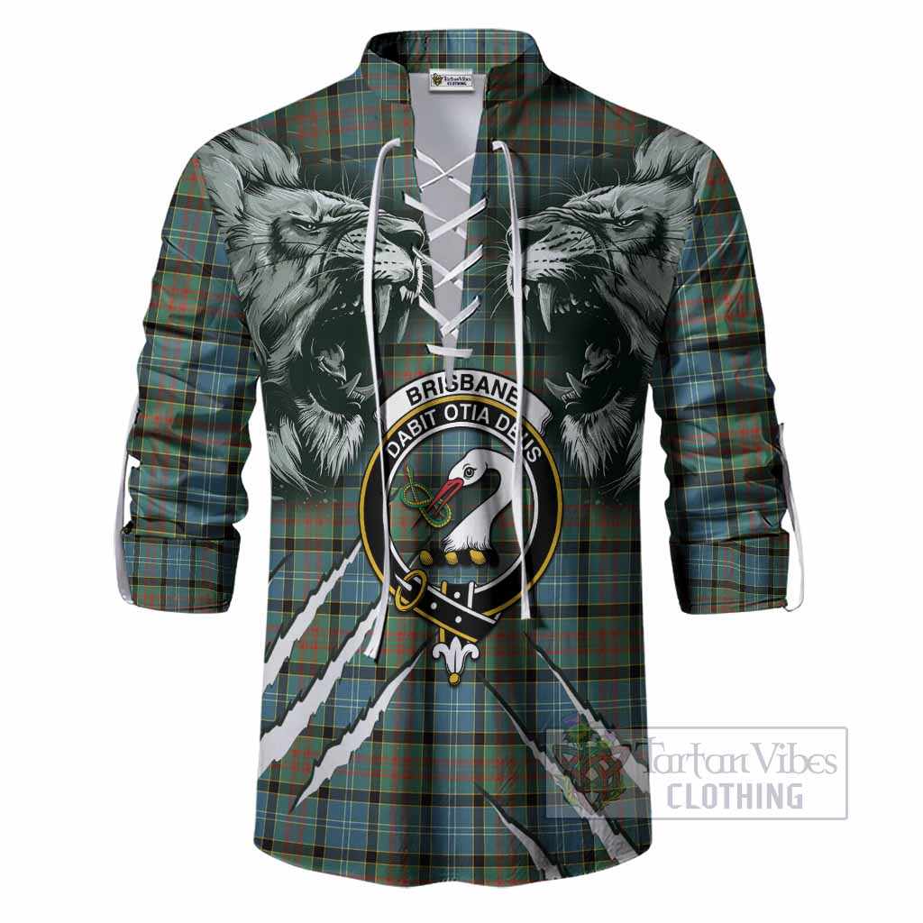 Brisbane Tartan Crest Ghillie Shirt Ferocious Lion Style