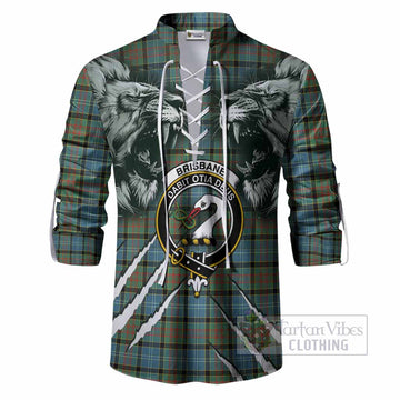 Brisbane Tartan Crest Ghillie Shirt Ferocious Lion Style
