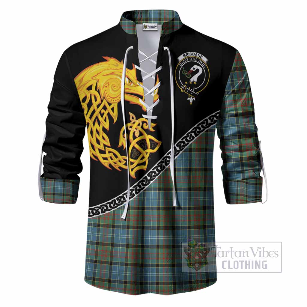 Brisbane Tartan Crest Ghillie Shirt Legendary Dragon Knot Half Style