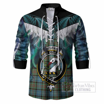 Brisbane Tartan Crest Ghillie Shirt New Zealand Maori Korowai Cloak