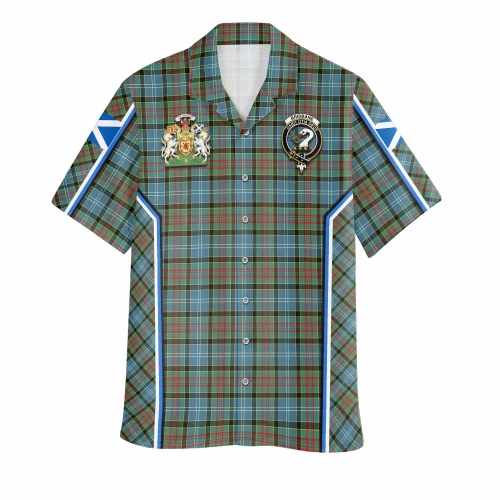 Brisbane Tartan Crest Hawaiian Shirt Scotland Coat of Arm Flag Style - Tartan Vibes Clothing