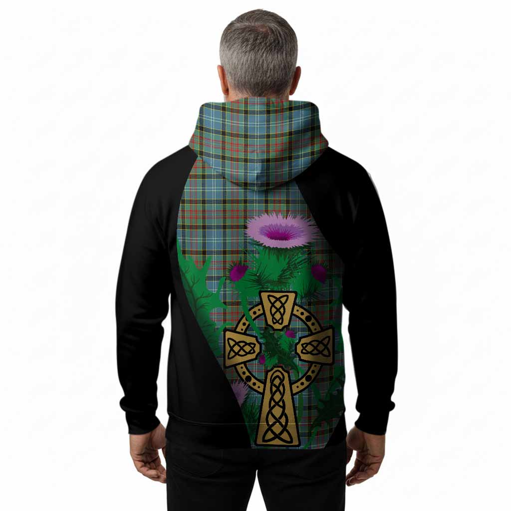 Brisbane Tartan Crest Hoodie Celtic Cross Thistle Flowers