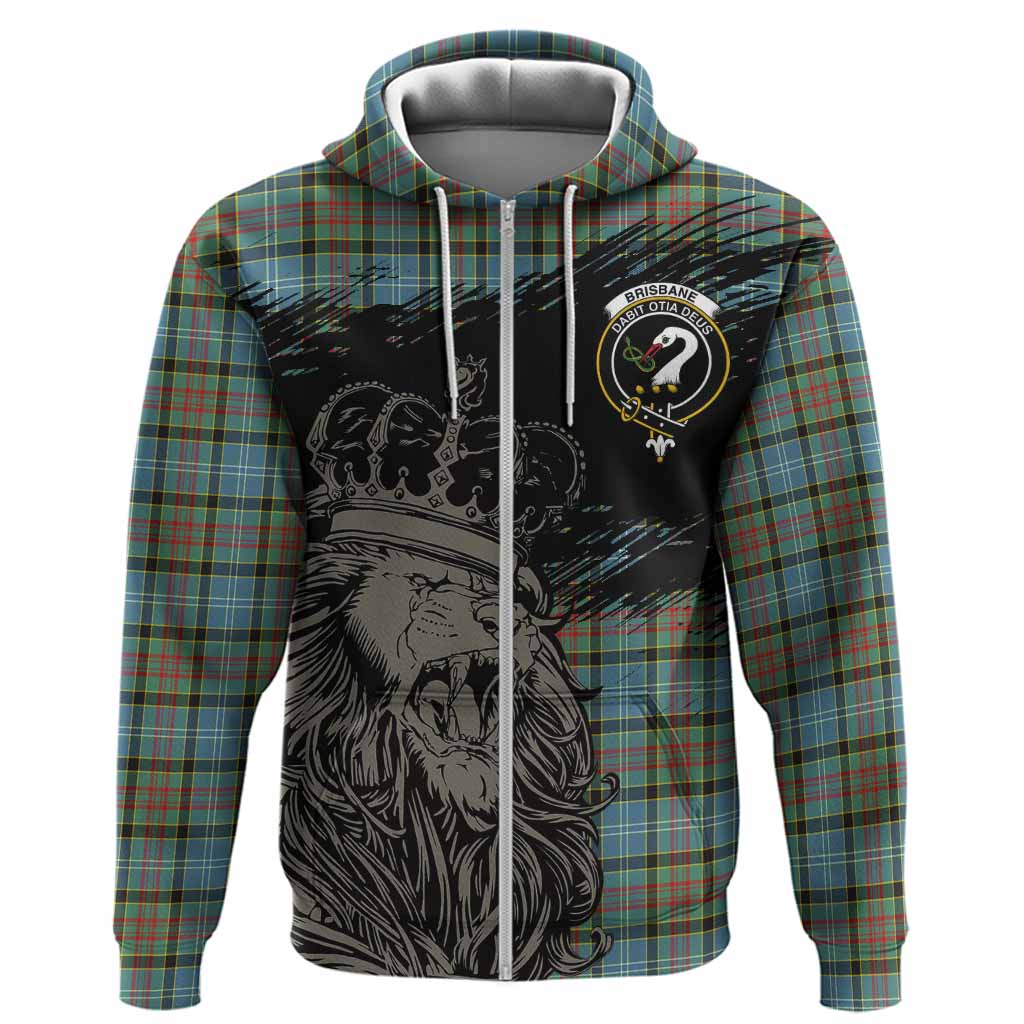 Brisbane Tartan Crest Hoodie Crowned Lion Heritage Style