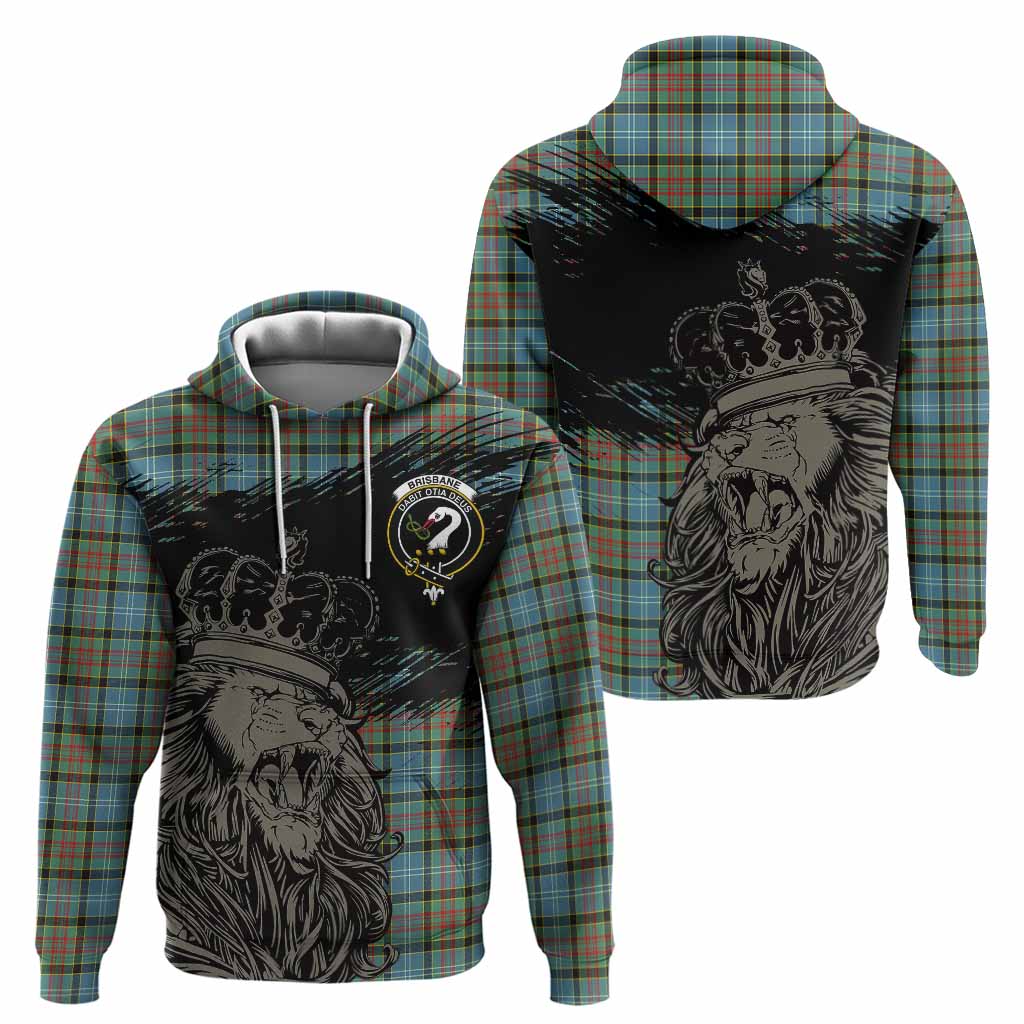 Brisbane Tartan Crest Hoodie Crowned Lion Heritage Style
