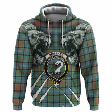 Brisbane Tartan Crest Hoodie Ferocious Lion Style
