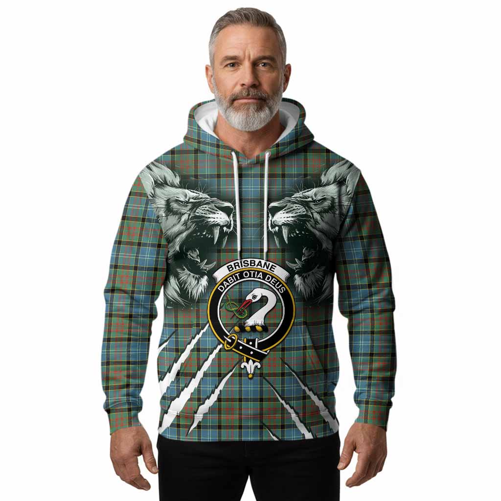 Brisbane Tartan Crest Hoodie Ferocious Lion Style
