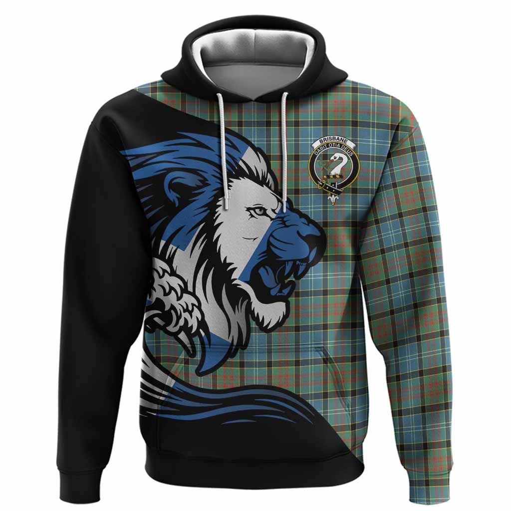 Brisbane Tartan Crest Hoodie Scottish Golden Lions Wave Flow