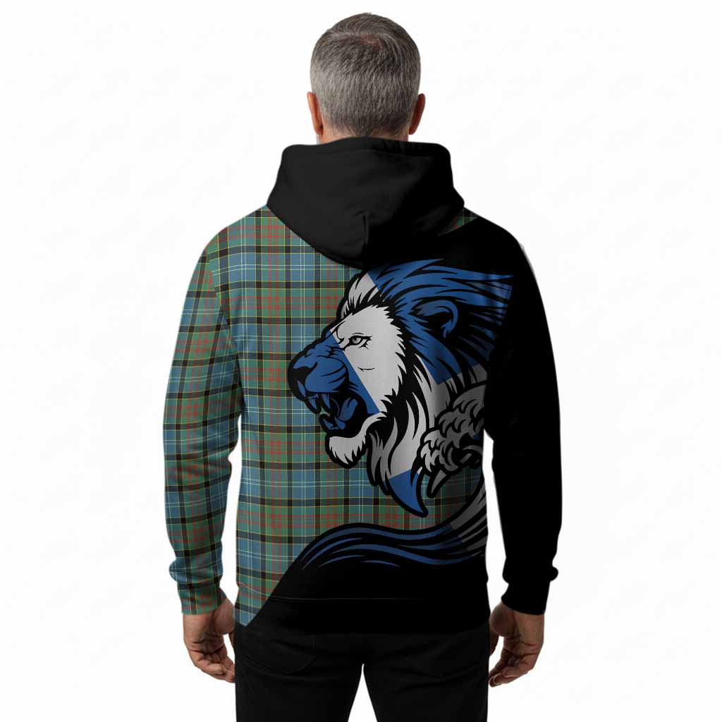 Brisbane Tartan Crest Hoodie Scottish Golden Lions Wave Flow