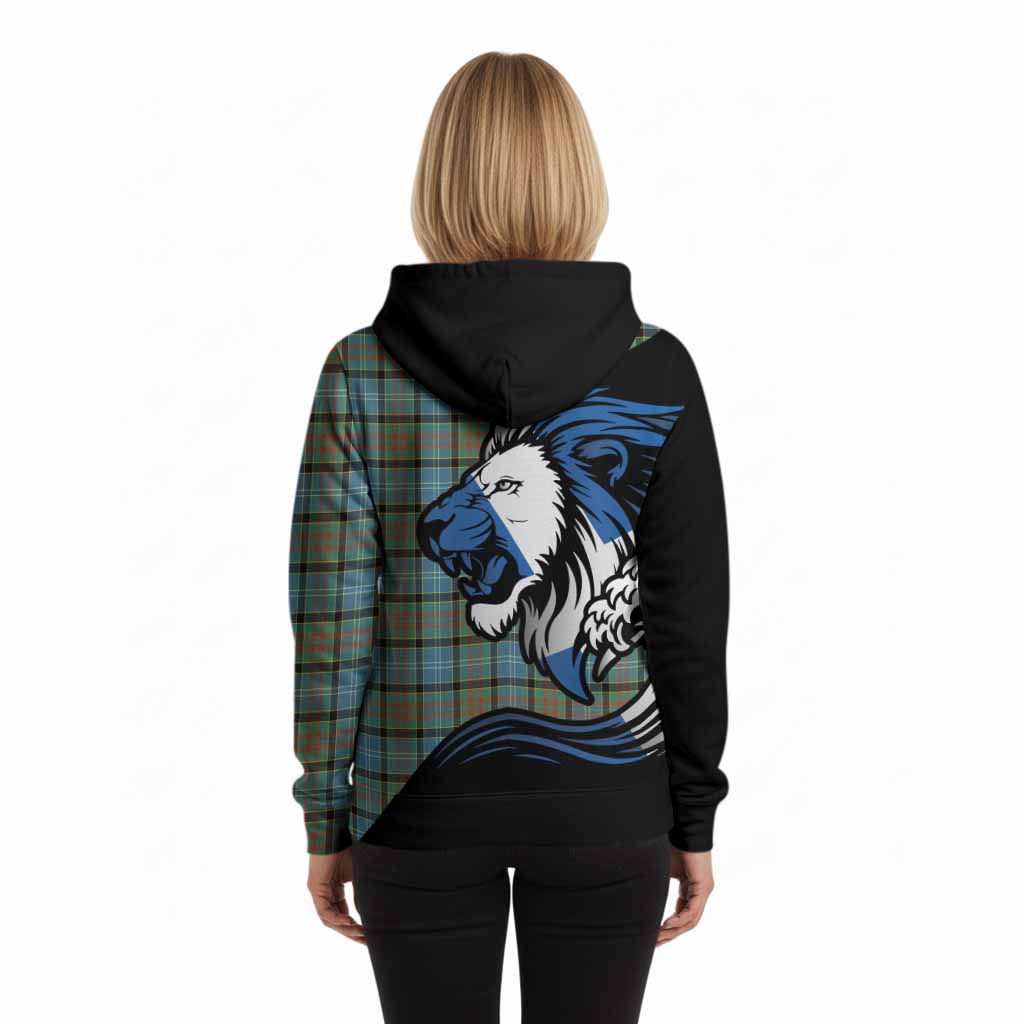 Brisbane Tartan Crest Hoodie Scottish Golden Lions Wave Flow