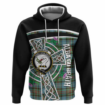 Brisbane Tartan Crest Hoodie Scottish Thistle Celtic Cross Alba Gu Brath