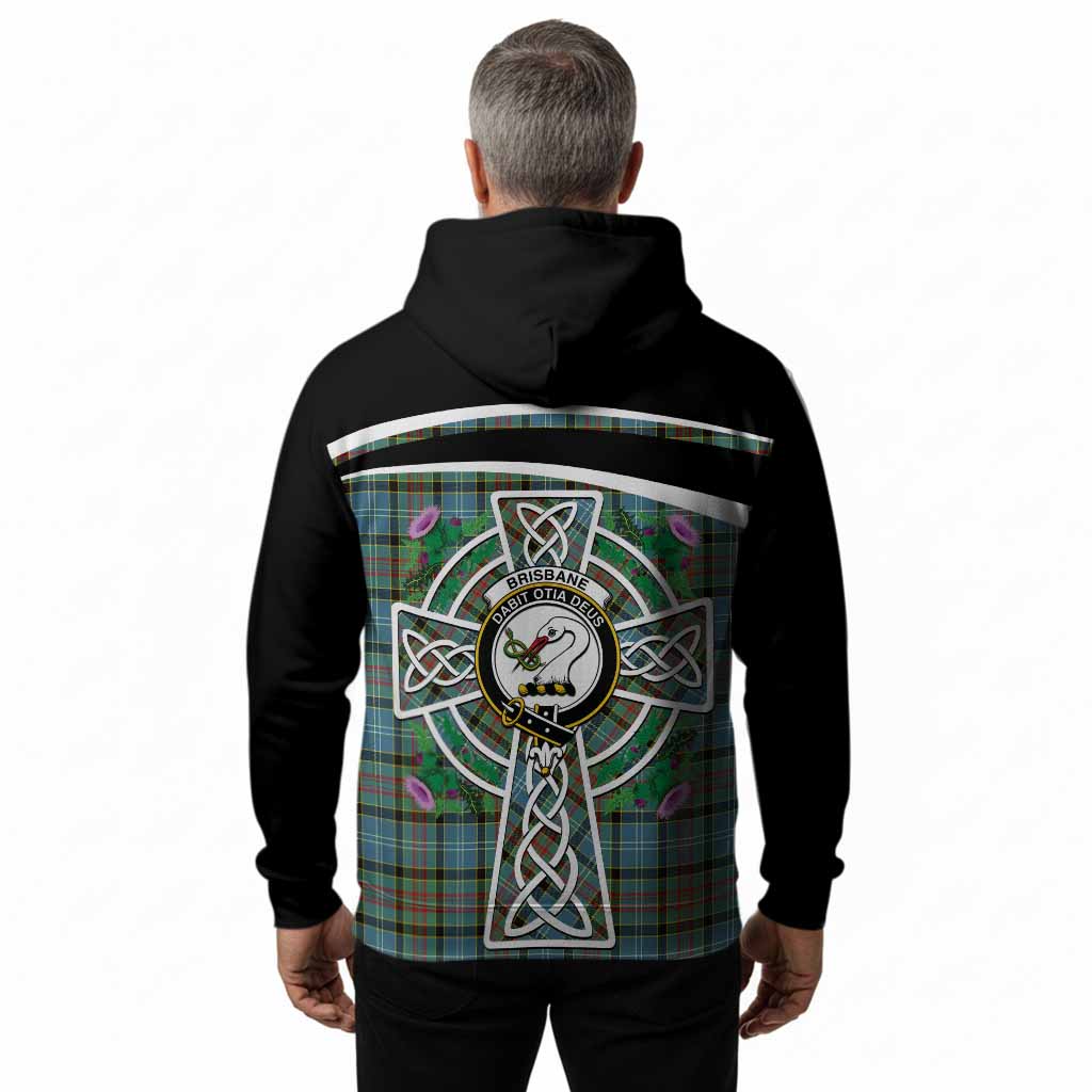 Brisbane Tartan Crest Hoodie Scottish Thistle Celtic Cross Alba Gu Brath