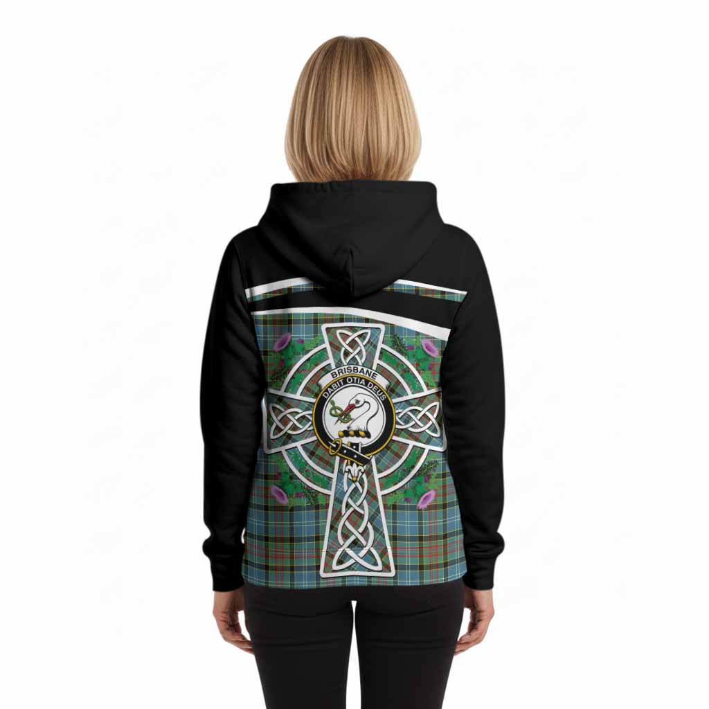 Brisbane Tartan Crest Hoodie Scottish Thistle Celtic Cross Alba Gu Brath