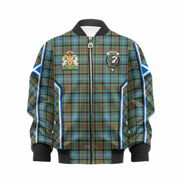 Brisbane Tartan Crest Kid Bomber Jacket Scotland Coat of Arm Flag Style - Tartan Vibes Clothing