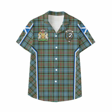 Brisbane Tartan Crest Kid Hawaiian Shirt Scotland Coat of Arm Flag Style - Tartan Vibes Clothing